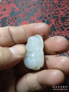 和田玉青花紫料玉罗汉挂件,料子好,雕工好,护身吉品